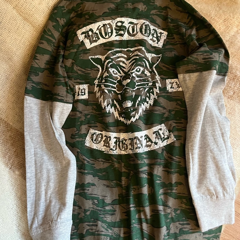 Camouflage Long Sleeve Shirt with Tiger Graphic